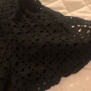 Off the shoulder black eyelet blouse